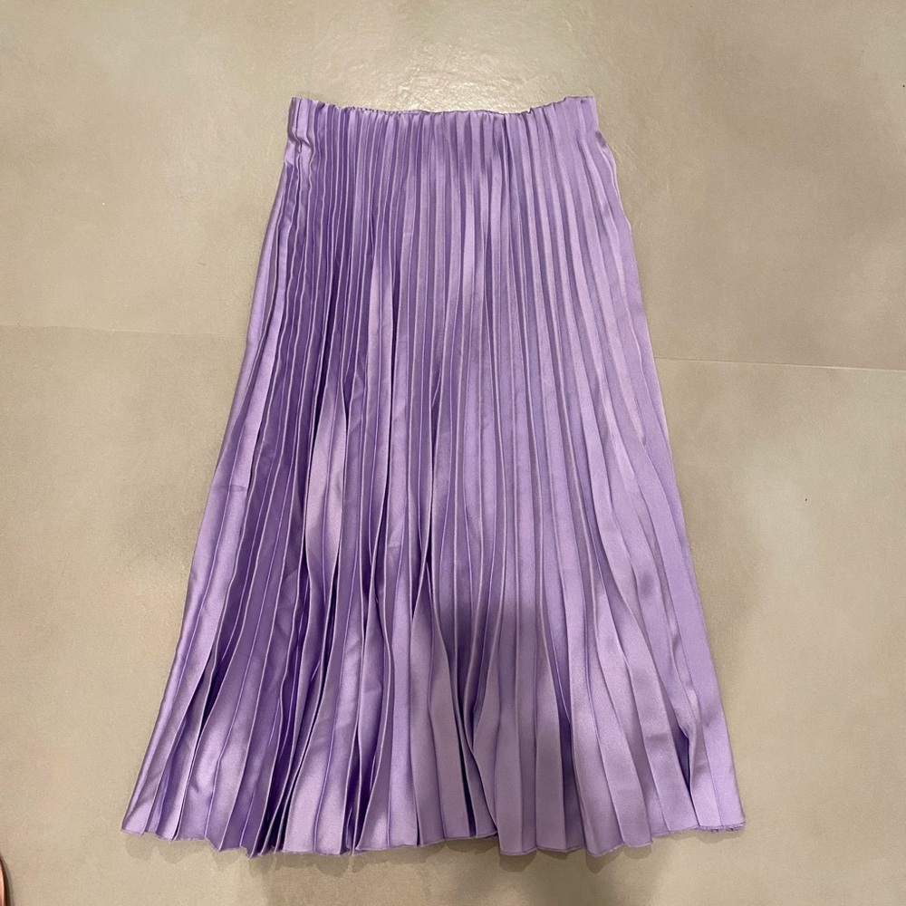 Zara lavender pleated midi skirt